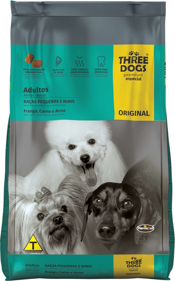 Three Dogs Original Adultos Raças Pequenas E Mini 1kg